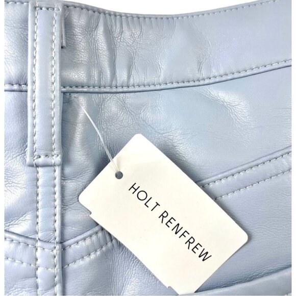 NEW GOLDSIGN The Stacked Roya Straight-Leg Leather Jeans in Jubilee Blue Size 27 - Picture 8 of 10